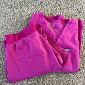 Figs Bright Pink Scrub Jogger Set Small